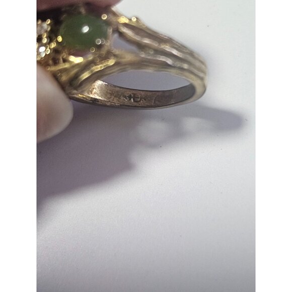 Uncas gold tone jadeite ring - Picture 7 of 11